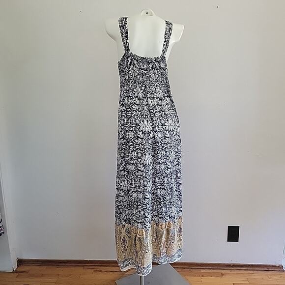 Ellen Parker Sleeveless Floral Maxi Dress V Neck Boho Cottagecore Hippie Peasant - Picture 3 of 9
